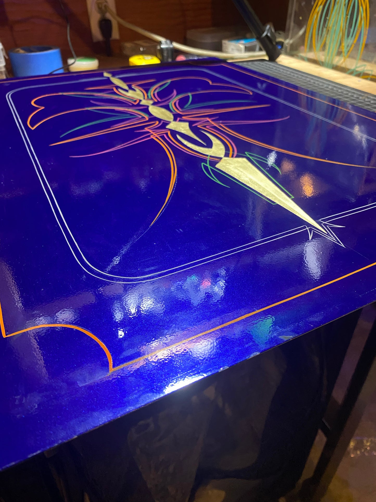 Pinstripe Panel: 18" x 24" 18k Gold Leaf/HOK Blue