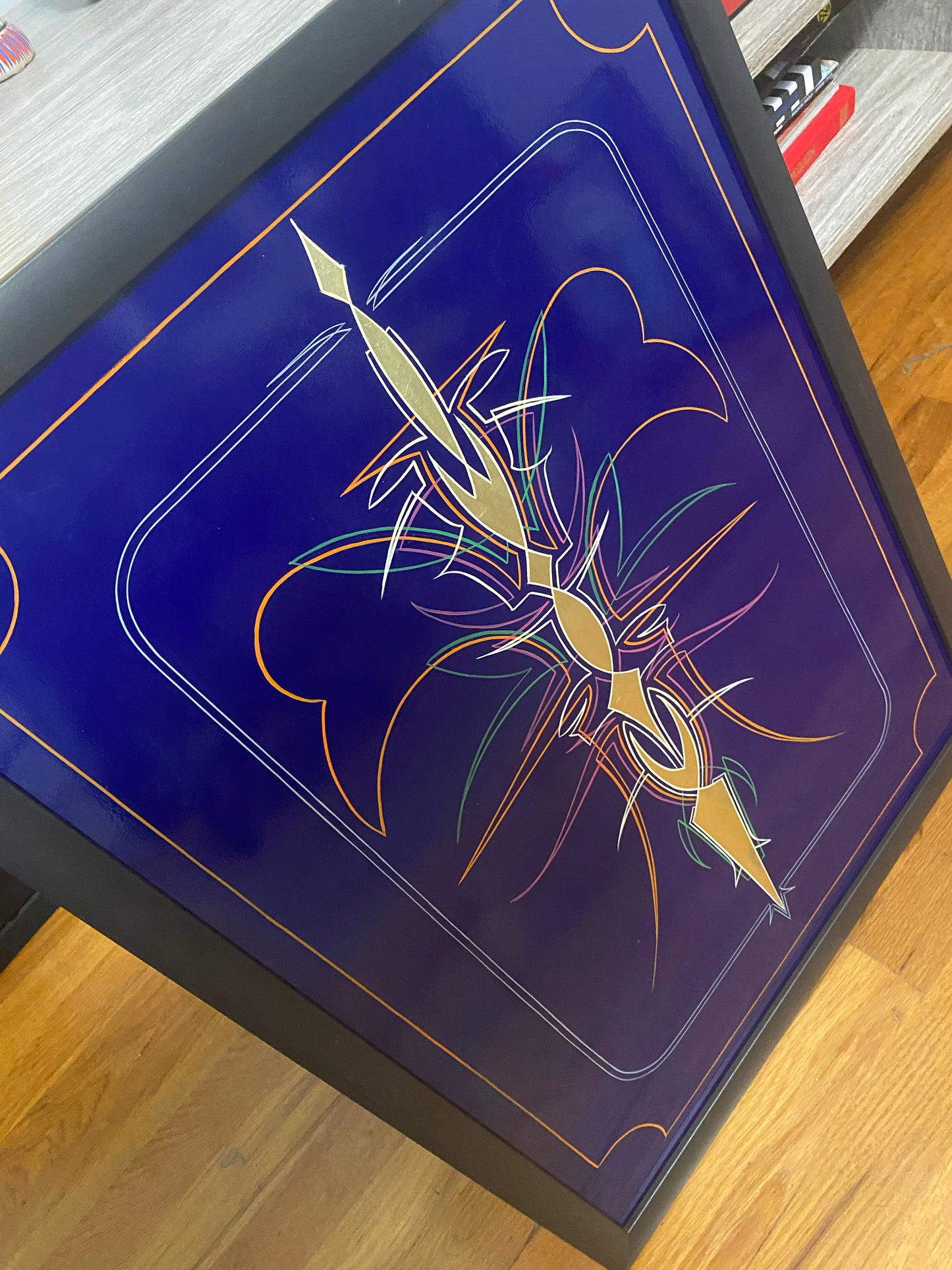 Pinstripe Panel: 18" x 24" 18k Gold Leaf/HOK Blue